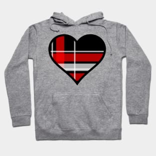 Black, Red and White Tartan Plaid Heart Hoodie